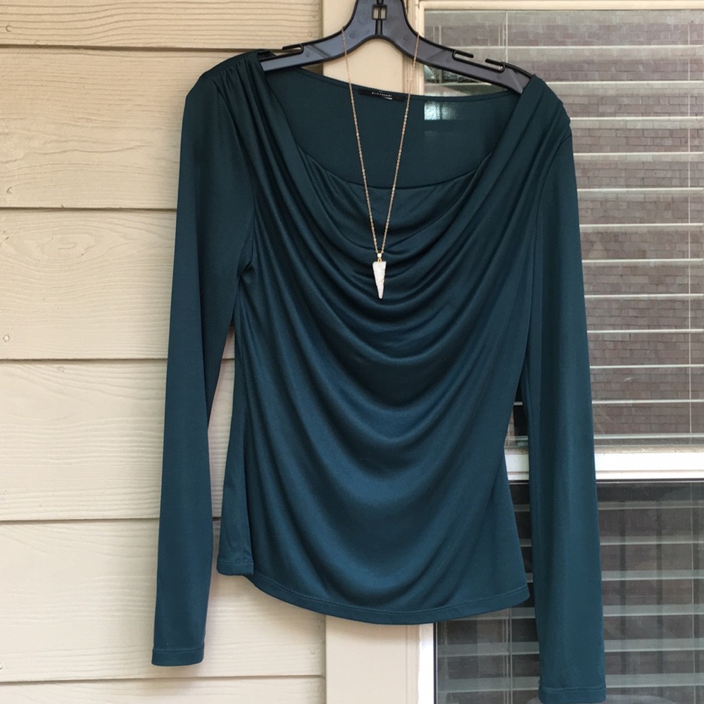 Elie Tahari Shiny Silk Long Sleeve Top Size S